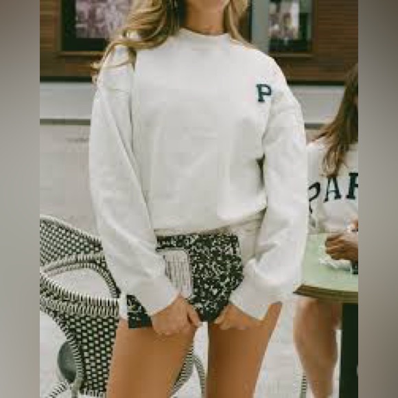 Parke Chenille Shrunken Mockneck S/M Varsity Letterman P Crewneck Gray - Picture 2 of 11